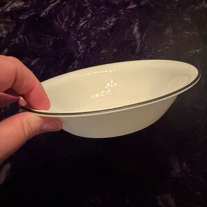 White Porcelain Rimmed Serving Bowl with Black Band (Retired Faenza Collection)